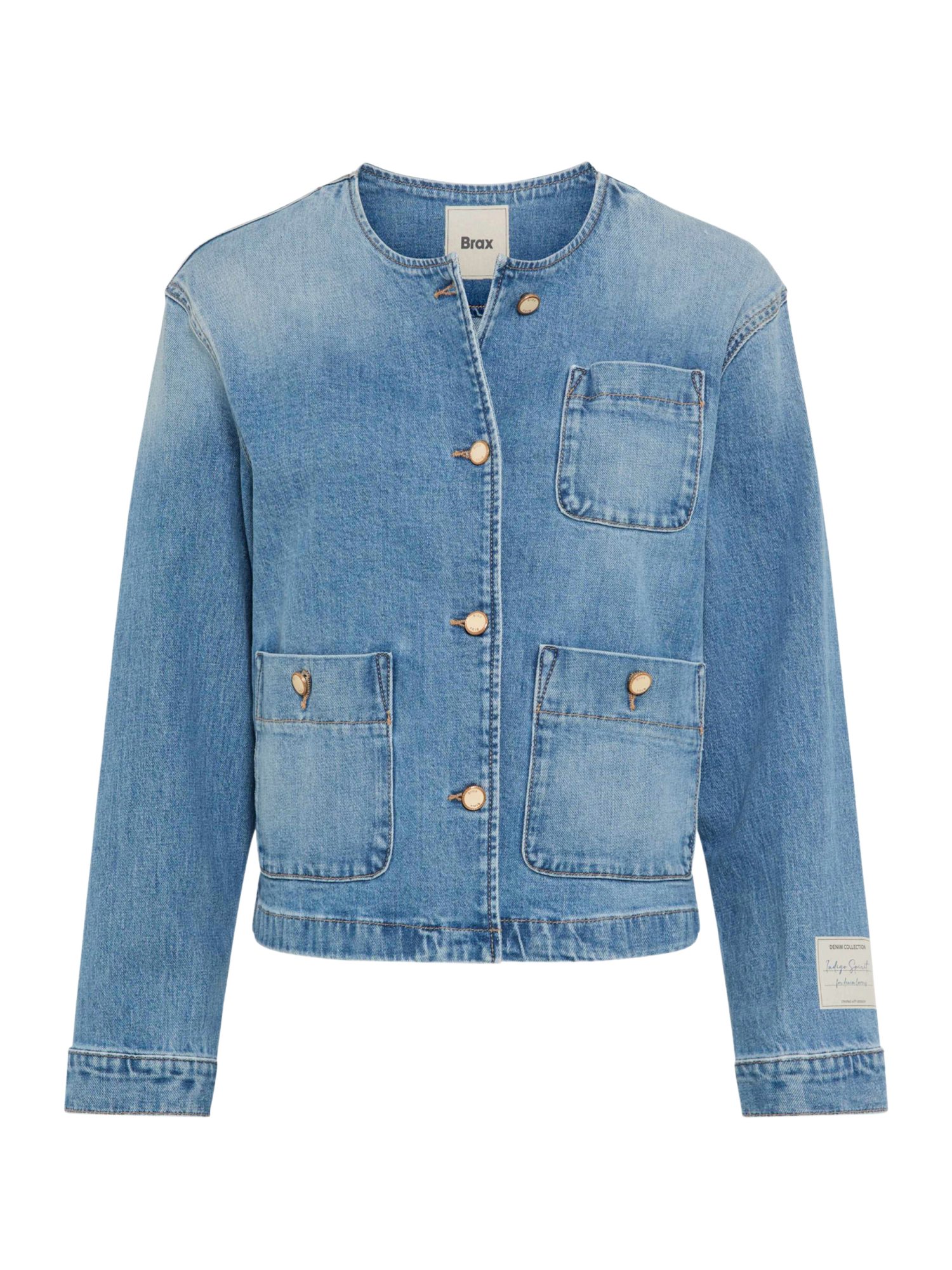 Brax Kurzjacke blau,Casual,Baumwolle,Unifarben,Rundhals,Lang,Regular Fit