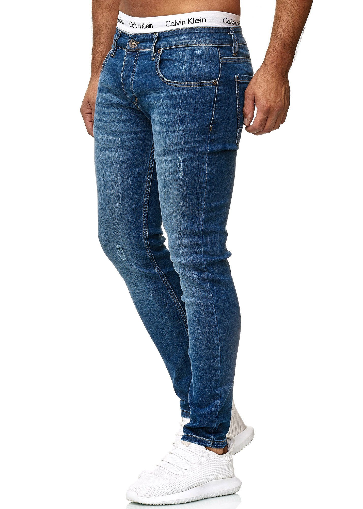 Blue Designer Code47 Jeans Fit Hose Herren Regular Light Skinny-fit-Jeans Skinny Basic Used Code47 614 Jeanshose