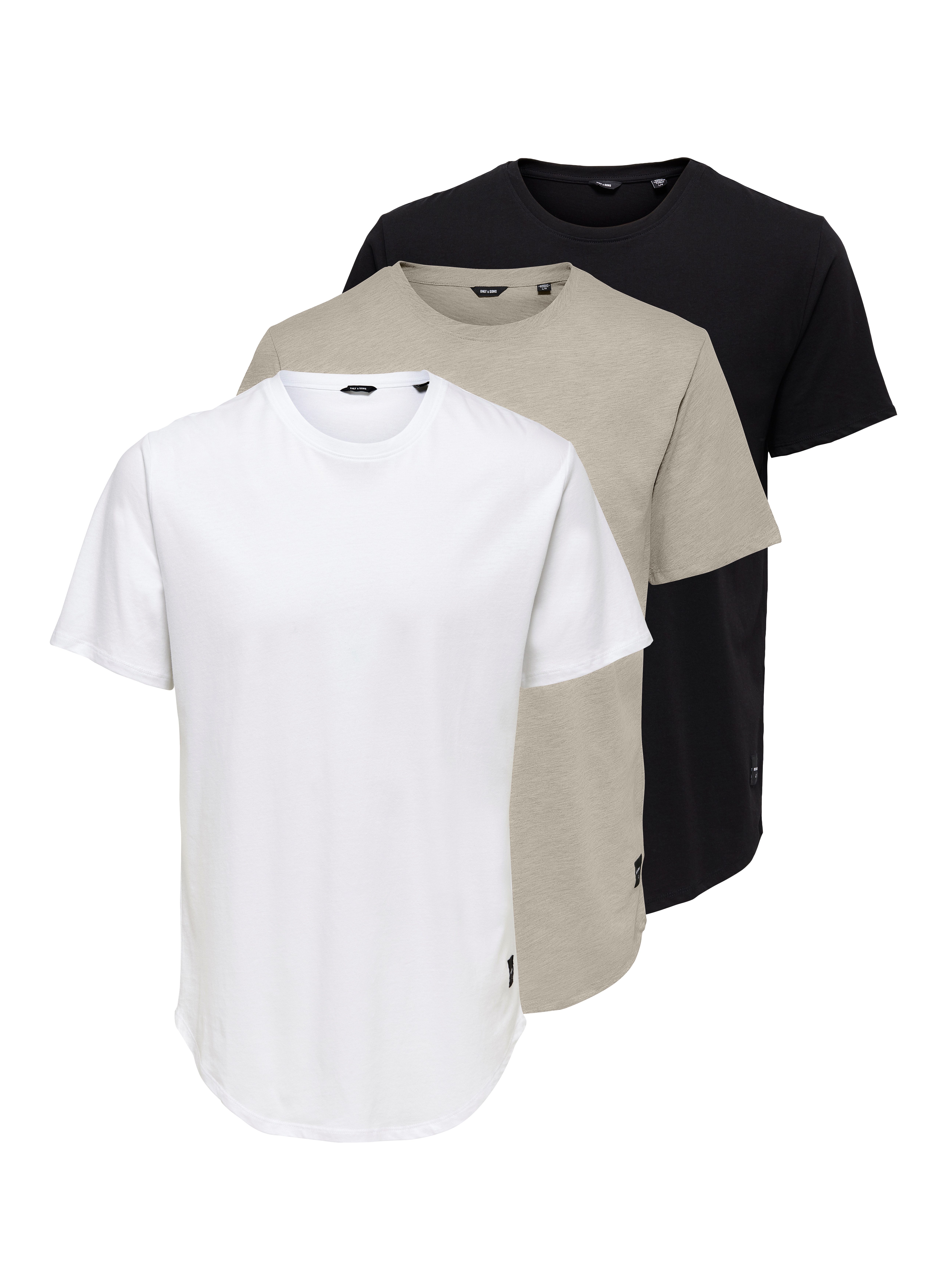ONLY & SONS T-Shirt ONSMATT LONGY SS TEE 3-PACK (Packung, 3-tlg) Baumwolle, relaxed fit
