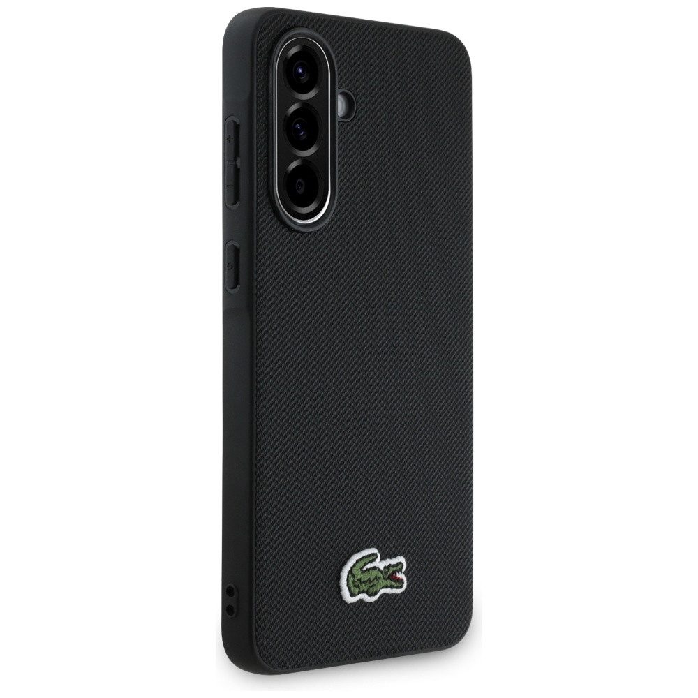 Lacoste Handyhülle Galaxy A56 Petit Pique schwarz Muster Logo Krokodil 6,7 Zoll, Kantenschutz