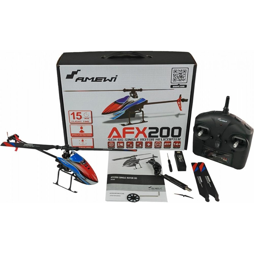 Amewi Spielwerkzeug AFX200 - Single-Rotor Helikopter - blau/rot/schwarz