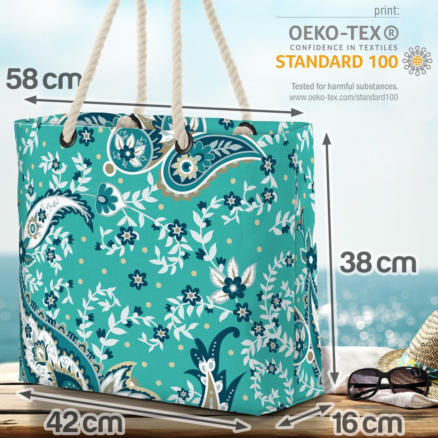 VOID Strandtasche tropisch ornament Paisley modern Muster deco Bag Beach elegant floral (1-tlg), türkisch