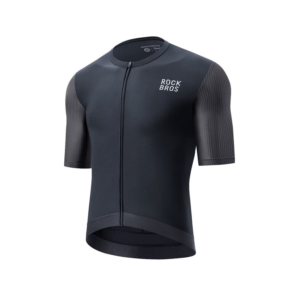ROCKBROS Radtrikot Rennradtrikot Fahrradshirt Kurzarmtrikot (Spar-Set, 1-tlg., Größe XS atmungsaktiv) 3 Rückentaschen, YKK-Zipper, reflektierend