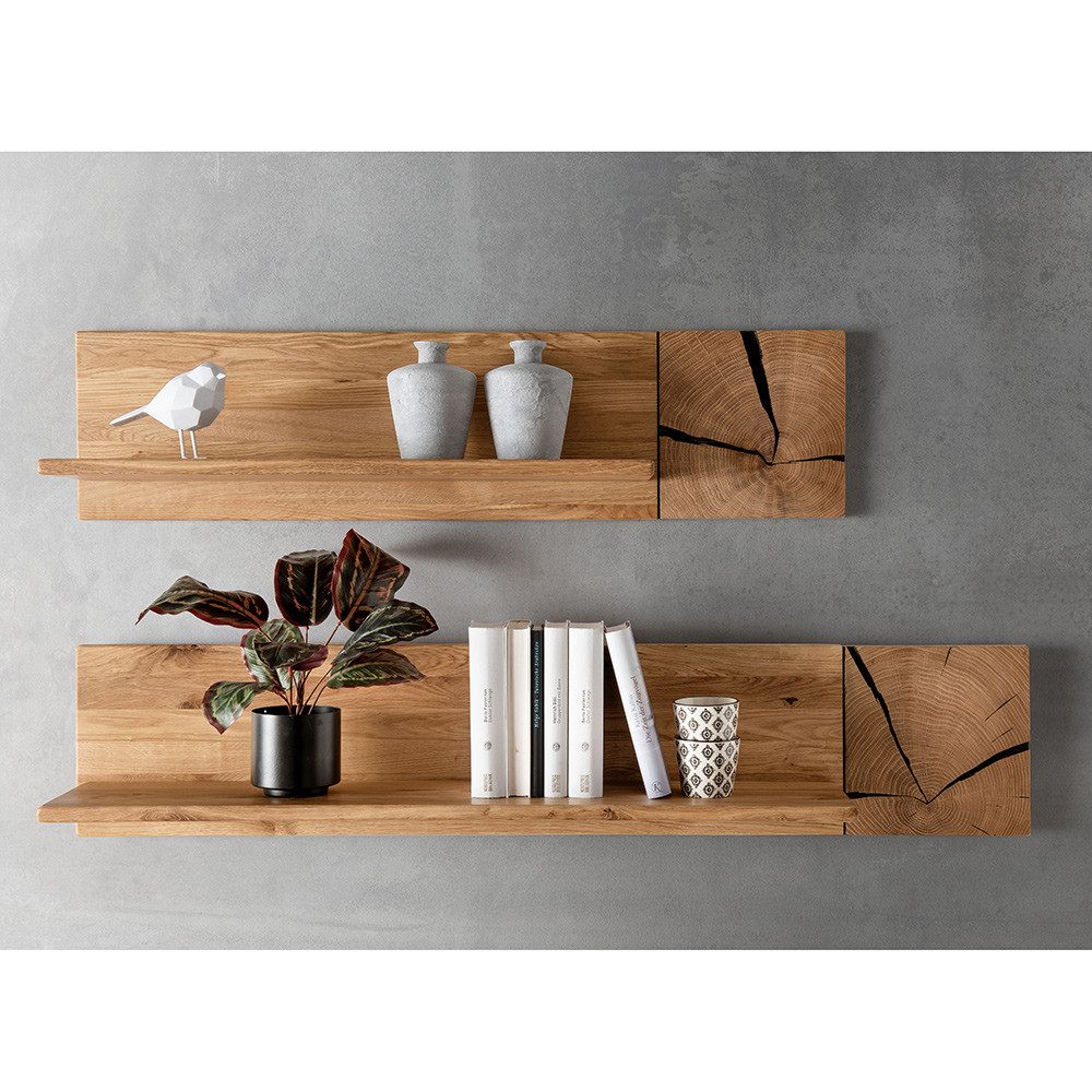Lomadox Wandregal KIMBERLEY-69, Regal Hängeregal Wandboard modern in massiver geölter Wildeiche