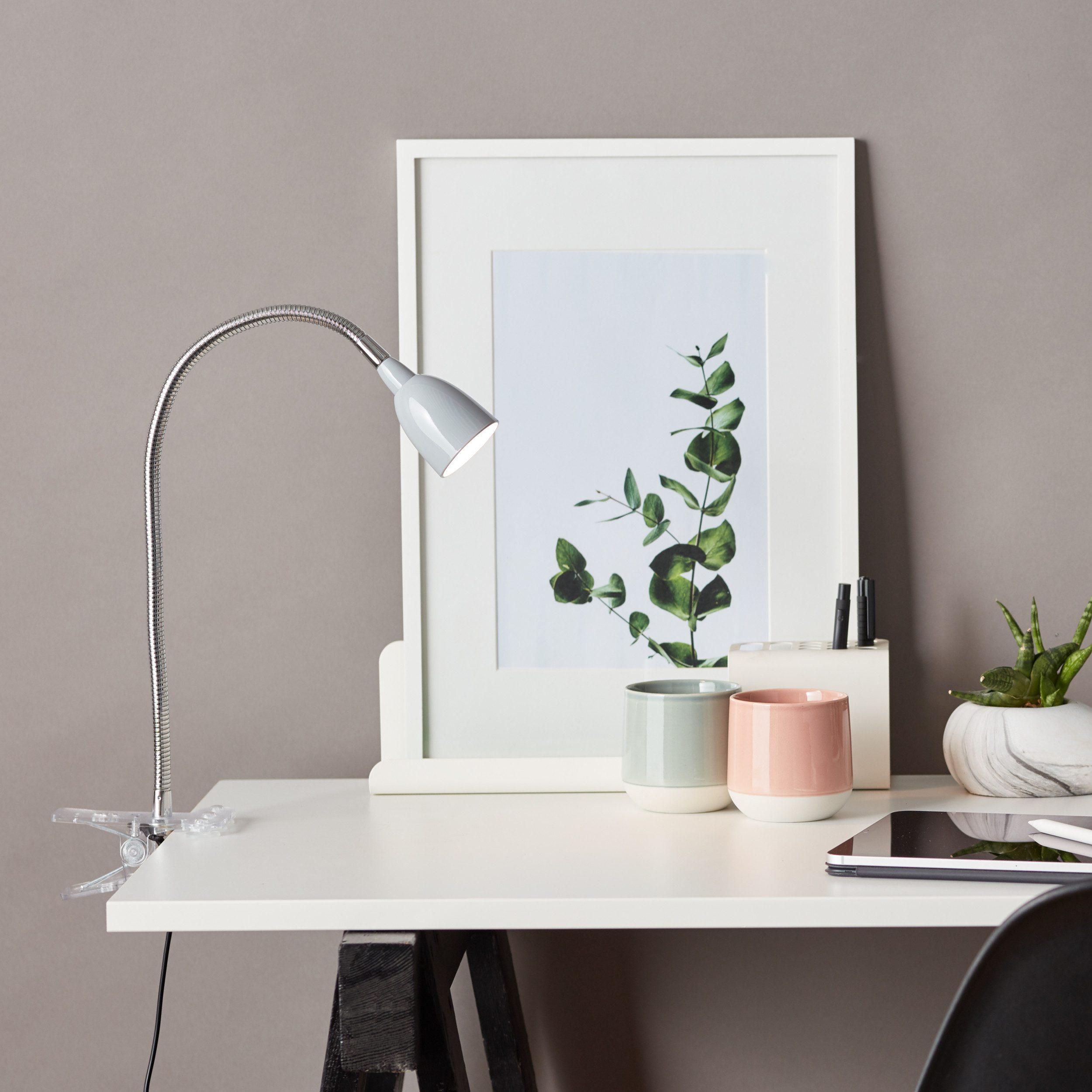 Lightbox Tischleuchte, LED fest integriert, Warmweiß, LED Schreibtischlampe, 38 cm Höhe, 2,4 W, 250 lm, 3000 K, schwenkbar