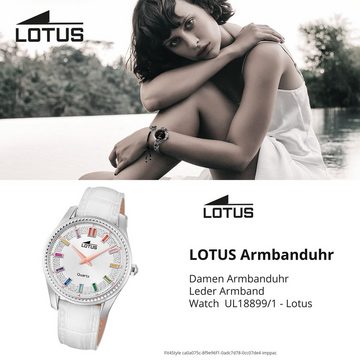 Lotus Chronograph Lotus Damenuhr Leder weiß Lotus Classic, (Chronograph), Damen Armbanduhr rund, mittel (ca. 38mm), Edelstahl