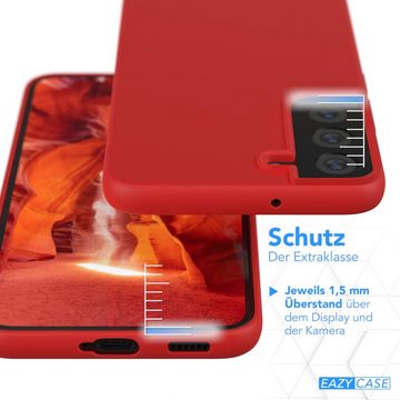 EAZY CASE Handyhülle Premium Silikon Case für Samsung Galaxy S22 5G 6,1 Zoll, Smart Slimcover mit Displayschutz Handy Softcase Silikonhülle Etui Rot