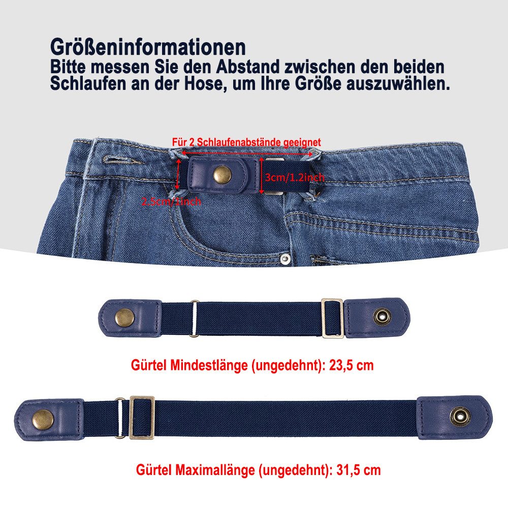 Zaewry Stretchgürtel Unsichtbarer Seitengürtel ohne Schnalle für Damen und Herren elastischer Gürtel, Schmuckgürtel,für Kleid & Overall