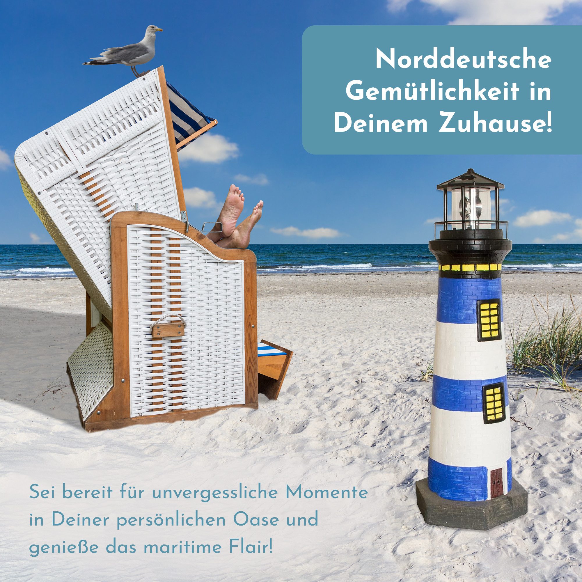 Lemodo LED-Dekofigur Solar-Leuchtturm mit rotierender Leuchte, 37 oder 83 cm hoch – Bild 5 von 5