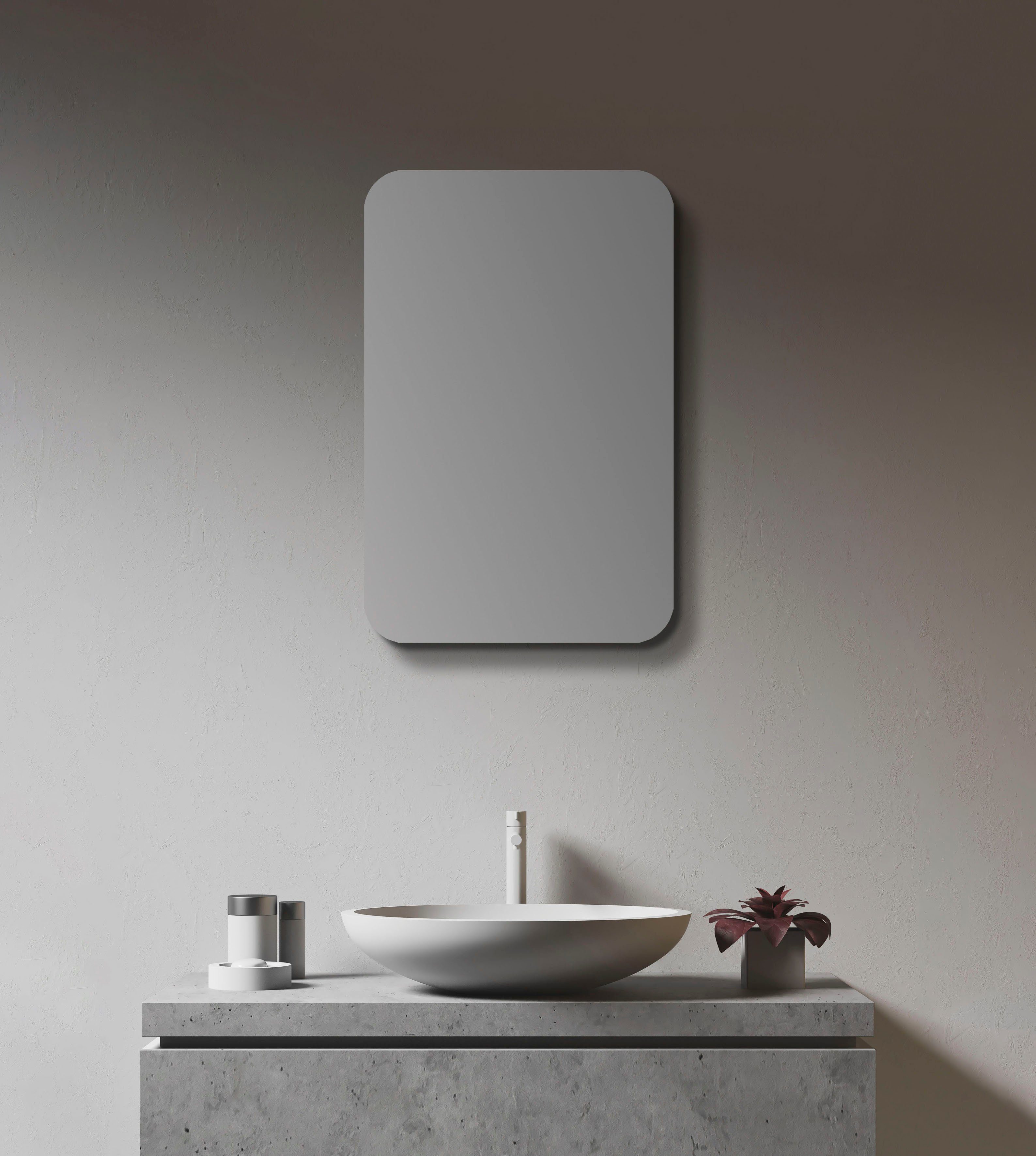 Talos Badezimmerspiegelschrank oval, BxH: 40x60 cm, IP24, schwarz und aus Echtglas, Alumunium