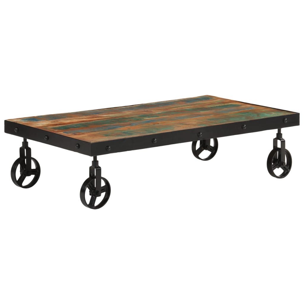 Couchtisch Couchtisch mit Rollen Altholz Massiv 100x55x26 cm