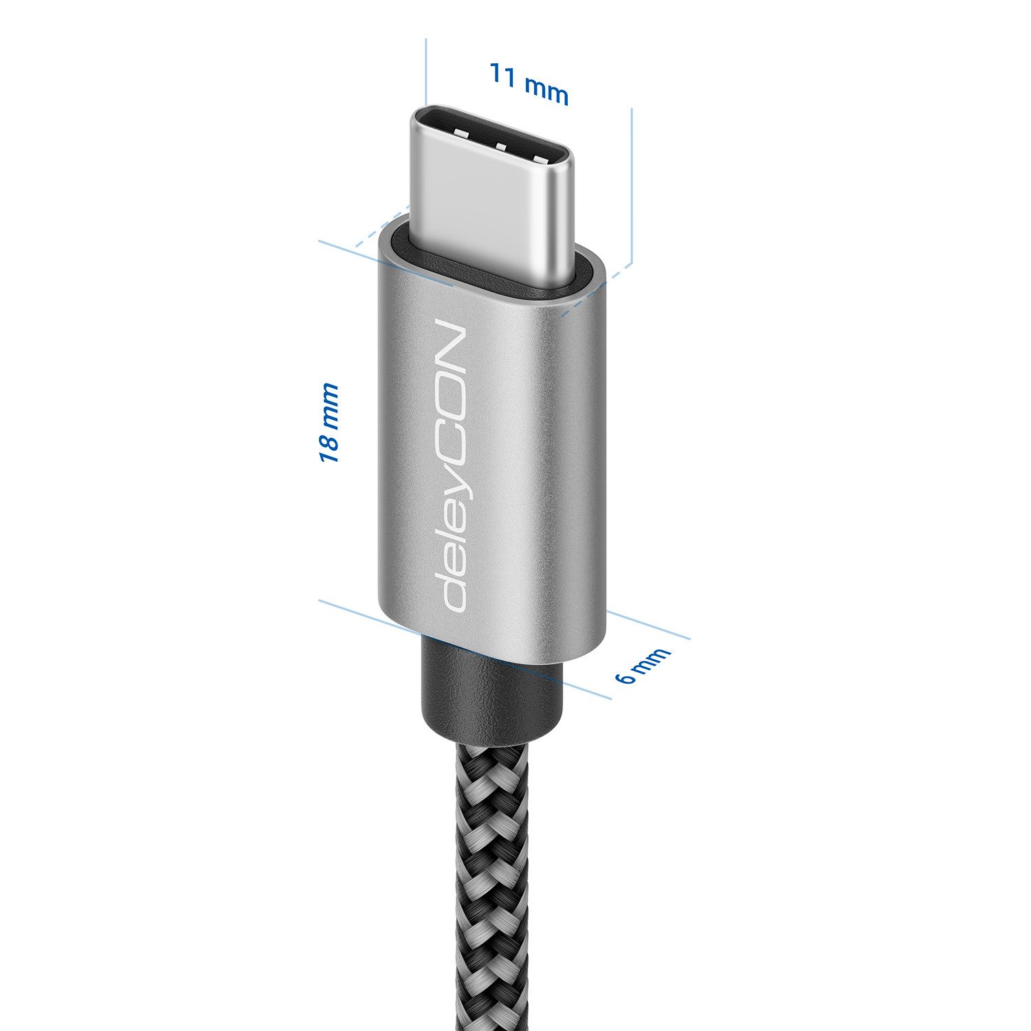 deleyCON deleyCON 0,30m USB C Kabel PD3.0 60W Schnellladekabel 30cm USB-C USB-Kabel