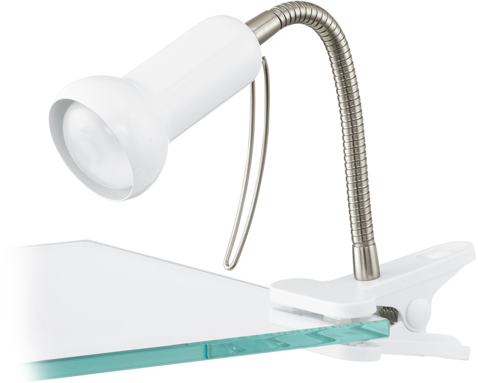 EGLO Klemmleuchte FABIO Klemmspot, exkl. Leuchtmittel E14, mit Klemme, Büro, Ein-/Ausschalter, Leuchtmittel wechselbar, ohne Leuchtmittel, Klemmlampe, Leselampe, Schalter, flexibler Leuchtenhalts, Höhe: 30cm