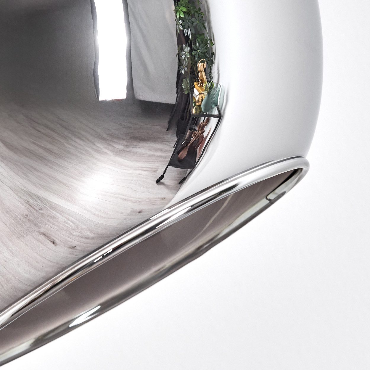 hofstein Bogenlampe Stehlampe aus Metall/Glas in Schwarz/Chrom/Rauch im Retro-Design, verstellbare Stehleuchte mit Glasschirmen (25cm) u. Fußschalter, E27