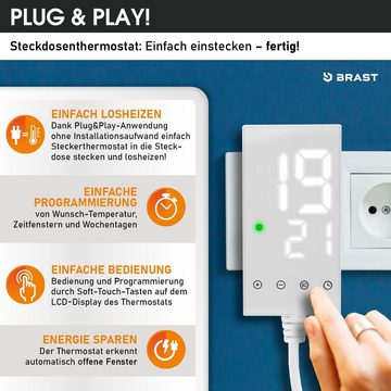 BRAST Infrarotheizung mit LED-Steckdosen-Thermostat, 300-1200 Watt, 10 Jahre Garantie, hohe Wärmeeffizienz durch Optimalen Wirkungsgrad