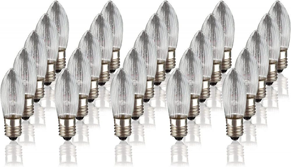 Hellum LED-Leuchtmittel Hellum 25 x Riffelkerze E10 5V 3W klar