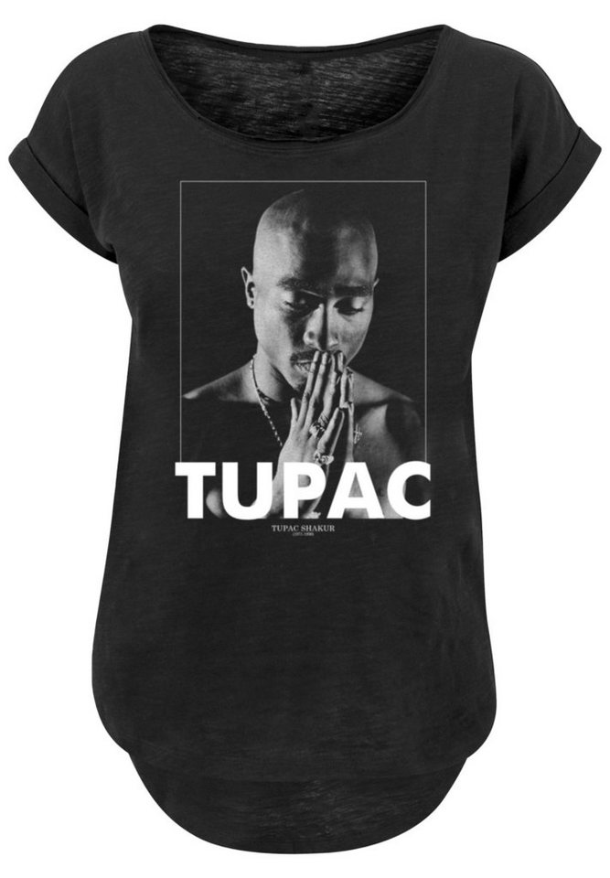 F4NT4STIC T-Shirt Tupac Shakur Praying Print, Hinten extra lang  geschnittenes Damen T-Shirt