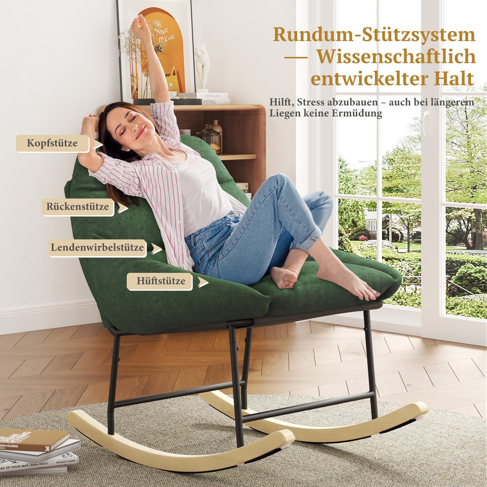 OUNUO Schaukelstuhl Bequemer Schaukelstuhl für das günstig online kaufen