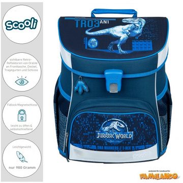 Scooli Schulranzen Campus Fit (Set, 10-tlg., Komplett-Set inkl. Sporttasche und Schultüte / Zuckertüte), Jurassic World Dinosaurier T-Rex Dino