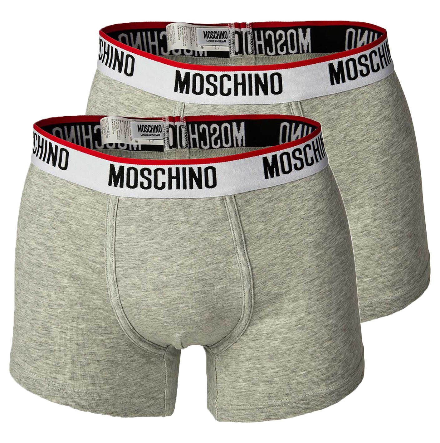 Moschino Boxer Herren Trunks 2er Pack - Boxershorts, Unterhose Grau
