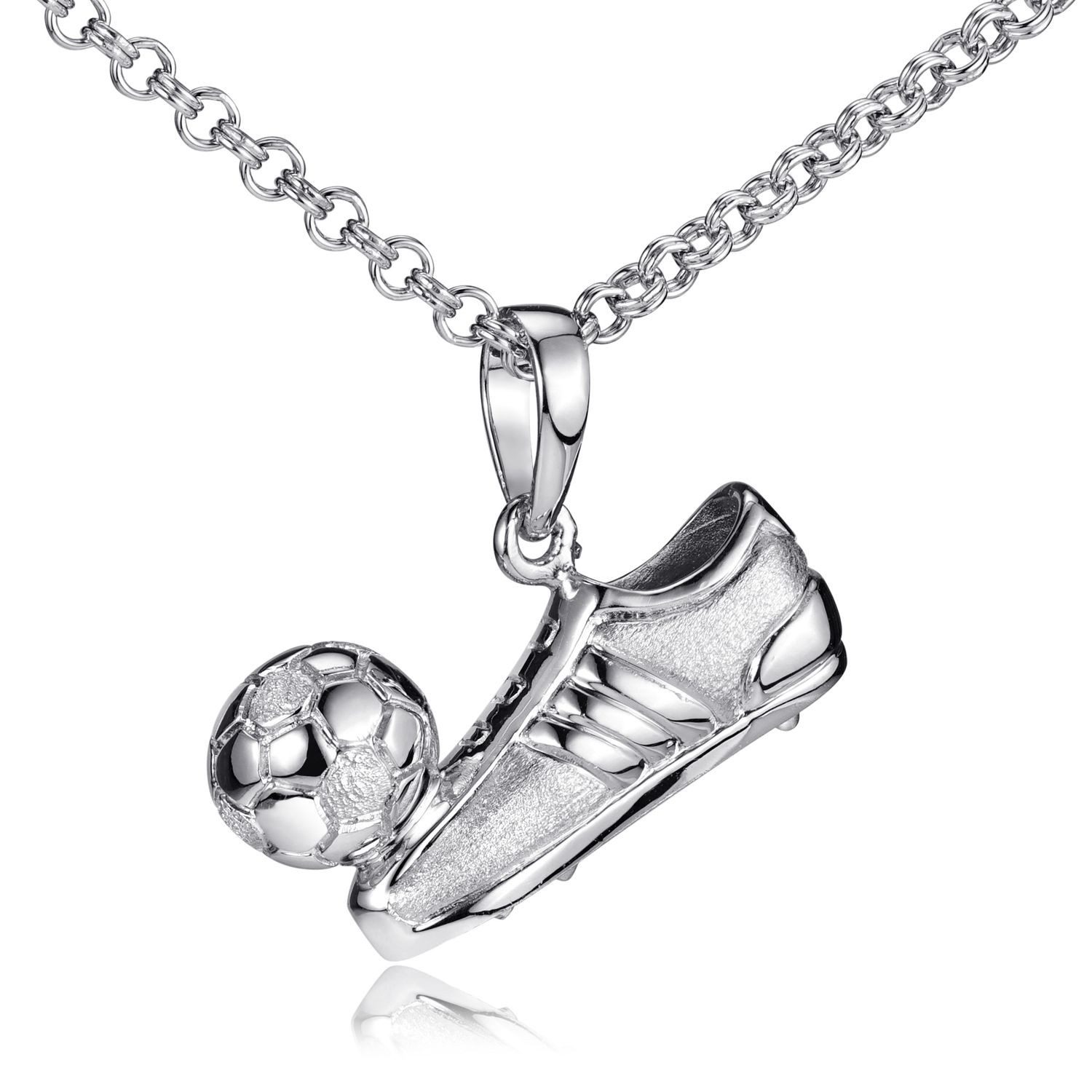 Materia Kettenanhänger Fußball / Fußballschuh mit Ball Silber KA-70, 925 Sterling Silber, rhodiniert