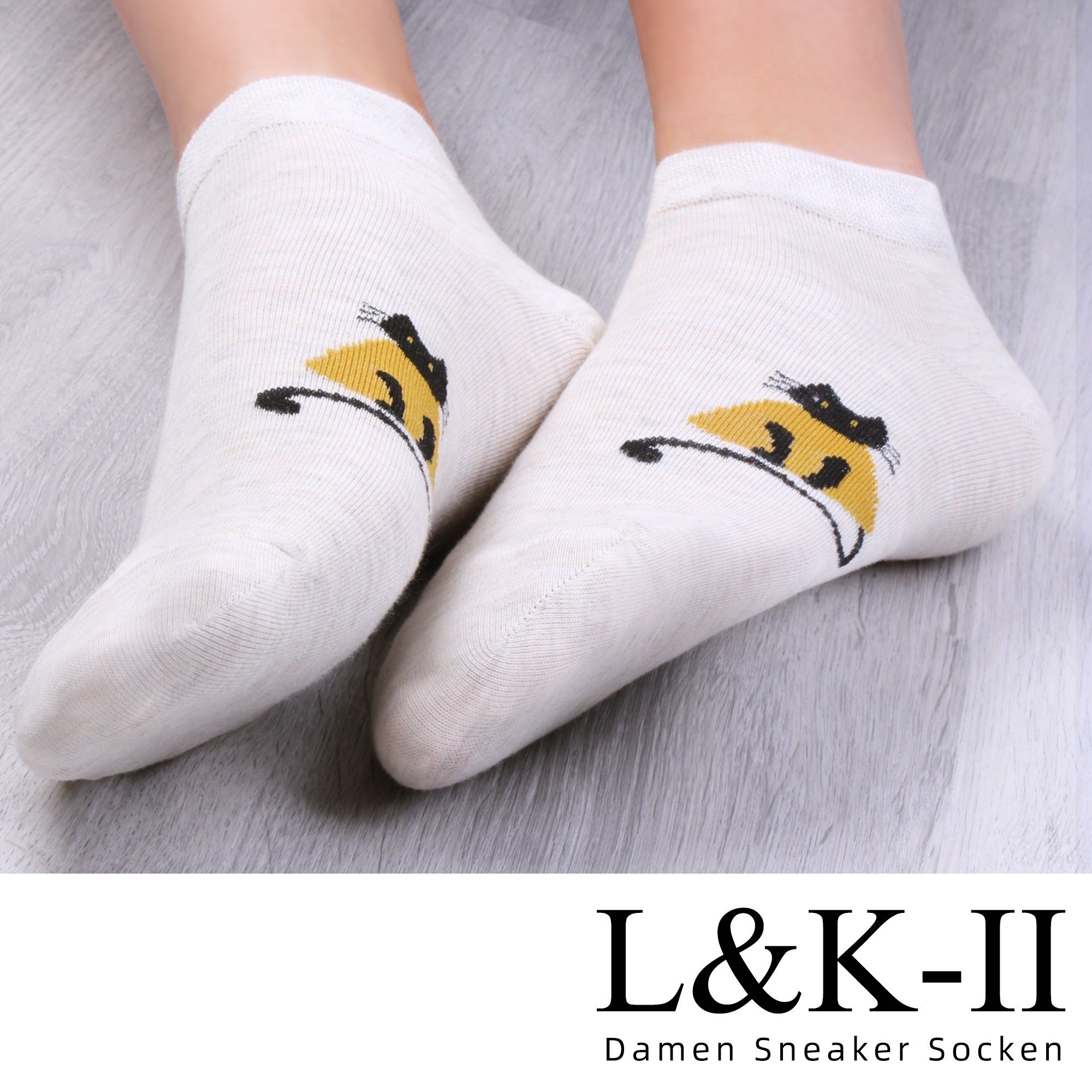 Libella Sneakersocken Farbe (12er-Pack) 12 mit Sneaker uni 2125-2157 Paar Katze-Motiv Socken