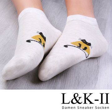Libella Sneakersocken 2125-2157 (12er-Pack) 12 Paar Sneaker Socken mit Katze-Motiv uni Farbe