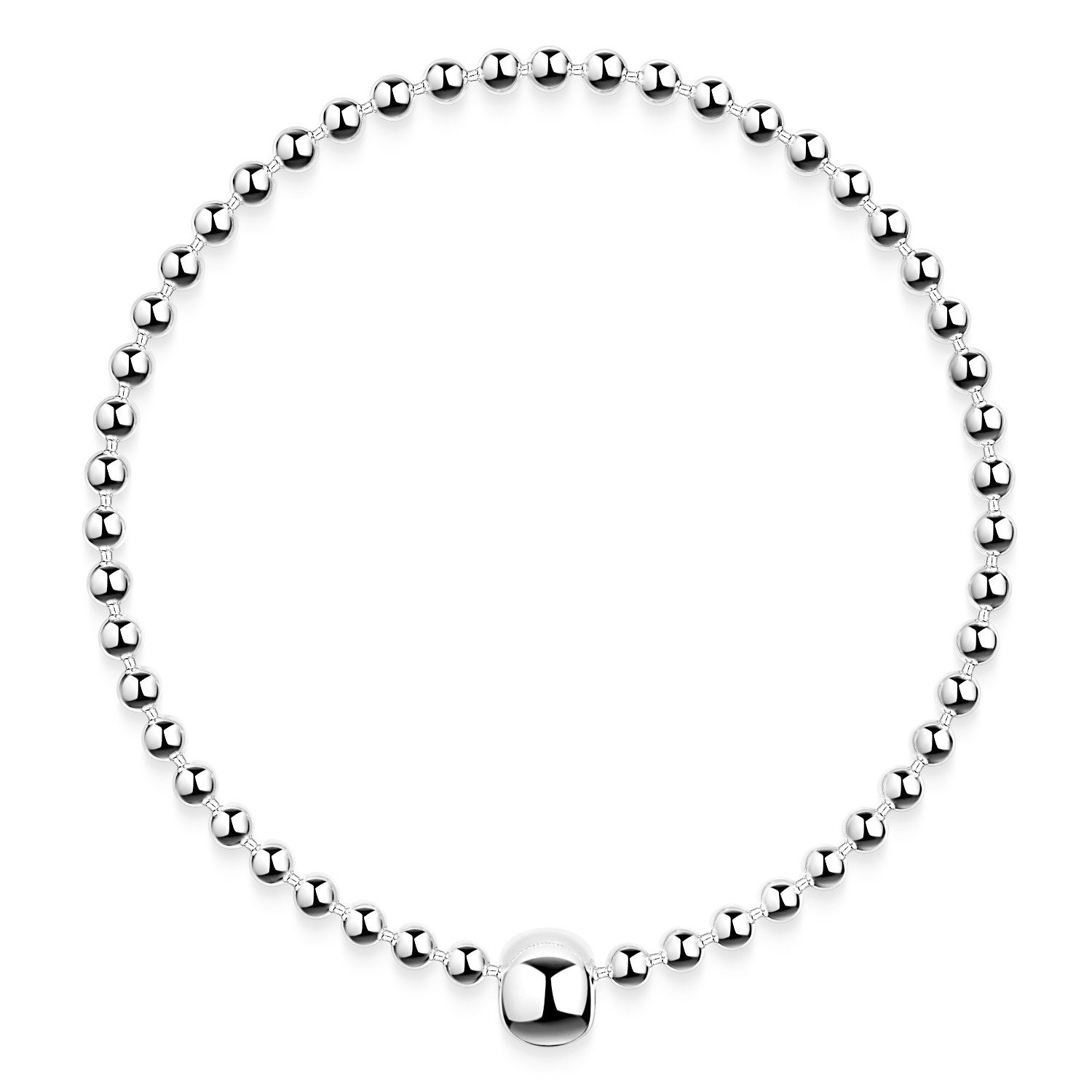 Materia Armband Damen Kugeln Stretcharmband Silber SA-37, 925 Sterling Silber