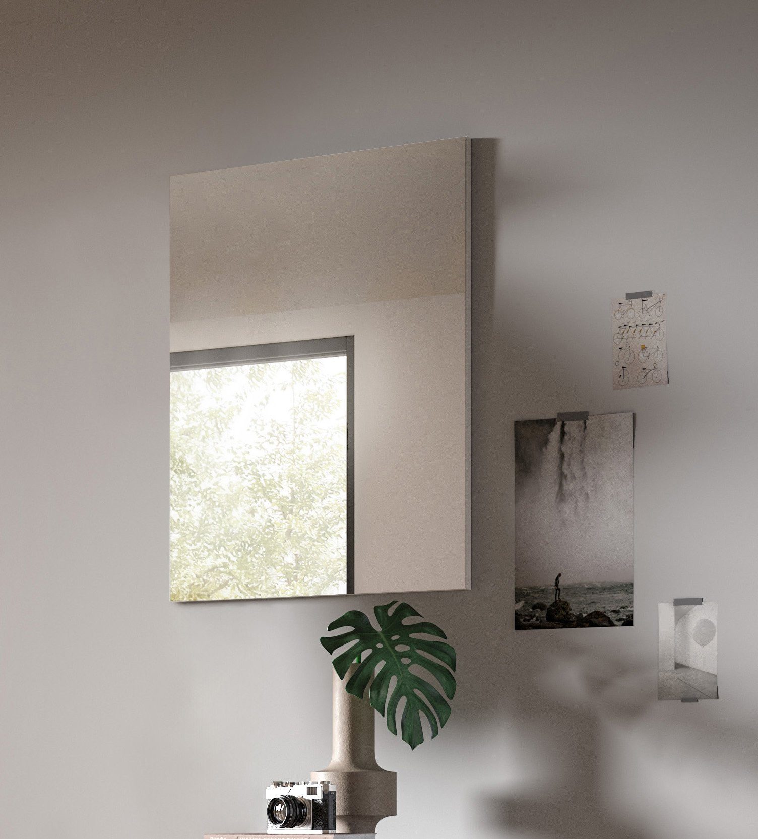 Newroom Spiegel Weiß 71 cm, Spiegel Spiegel Wandspiegel Garderobenspiegel Modern Zeitlos Flur D...