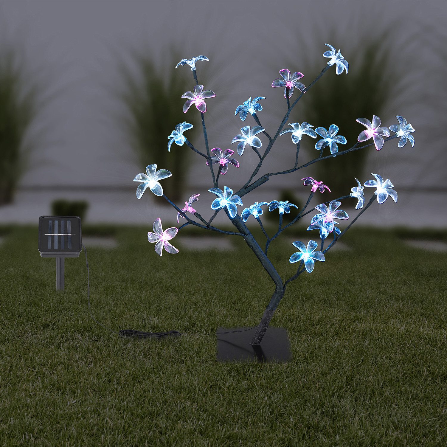 bmf-versand LED Solarleuchte Solarleuchte Garten Baum Bunt Solarlampe Außen Außenleuchte Solar mit, Schalter, Gartenleuchte, Dekolampe, LED fest integriert, bunt, Gartendeko