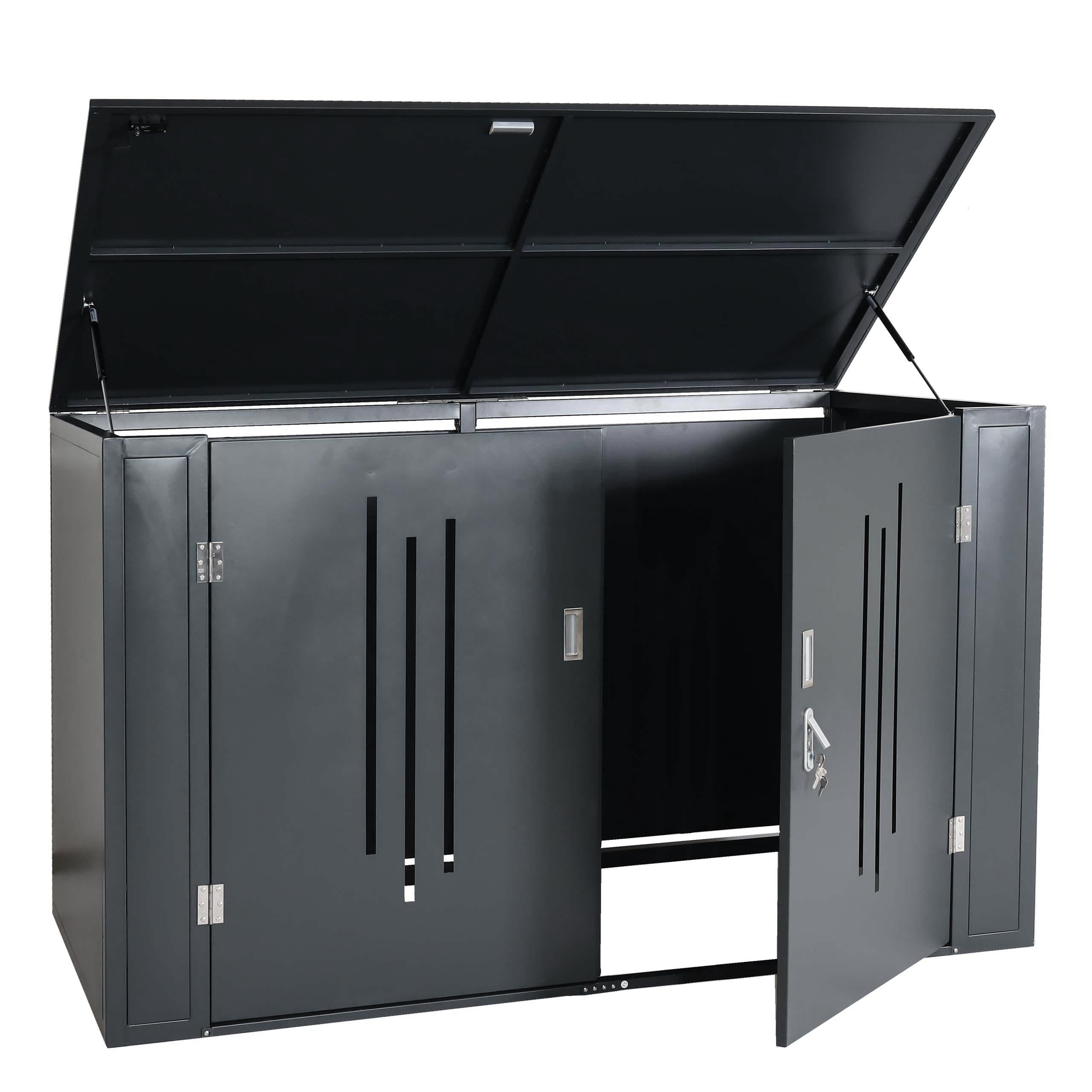 PROREGAL® Fahrradbox 4er-Fahrradgarage 121x202x150cm Anthrazit Gerätehaus mit Deckel