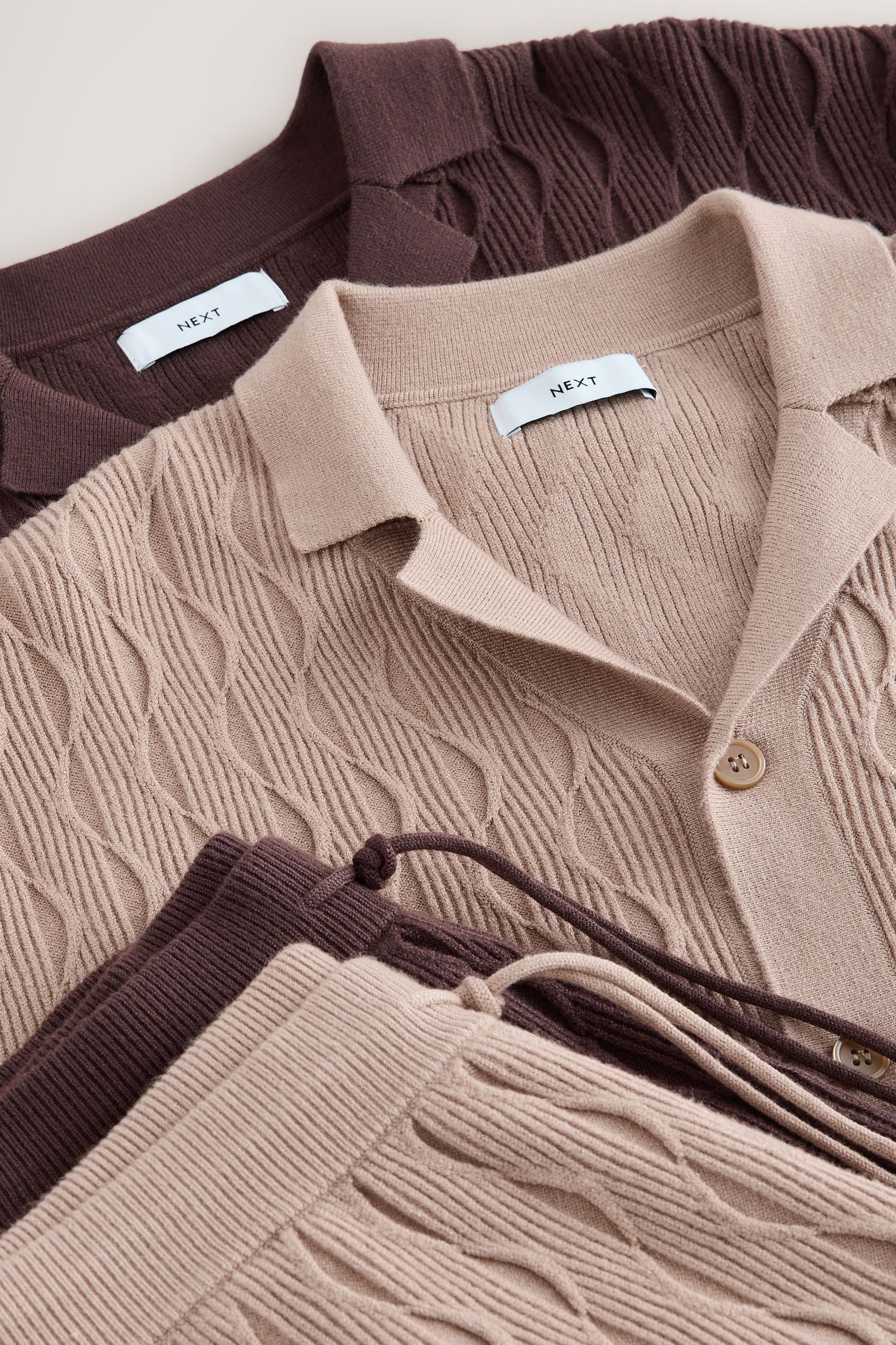 Next Shorts Shirt mit Strickstruktur und Shorts, 2er-Pack (4-tlg)