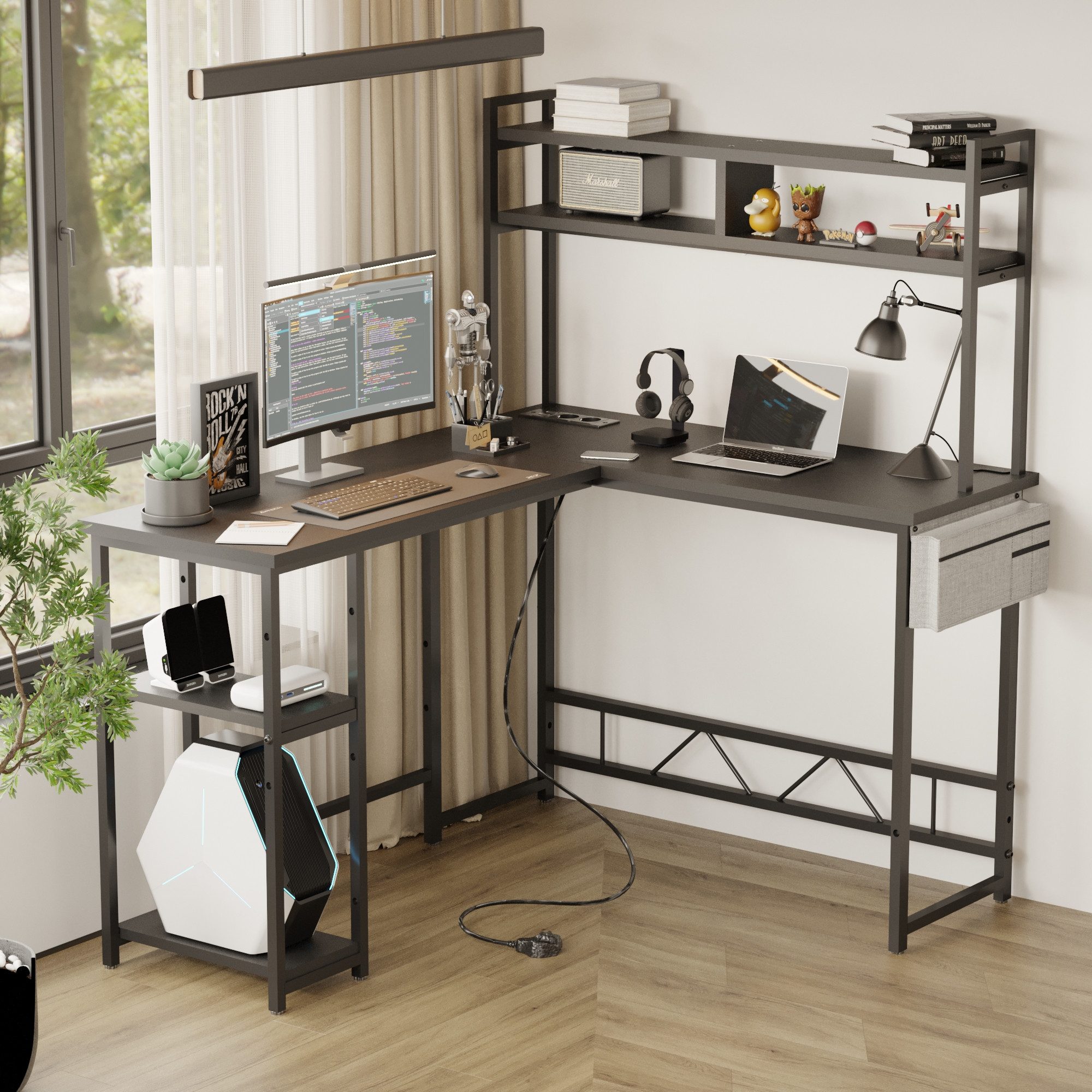 HOMALL Gamingtisch Schreibtisch mit LED und USB L-förmiger Ecktisch 160 * 1 günstig online kaufen