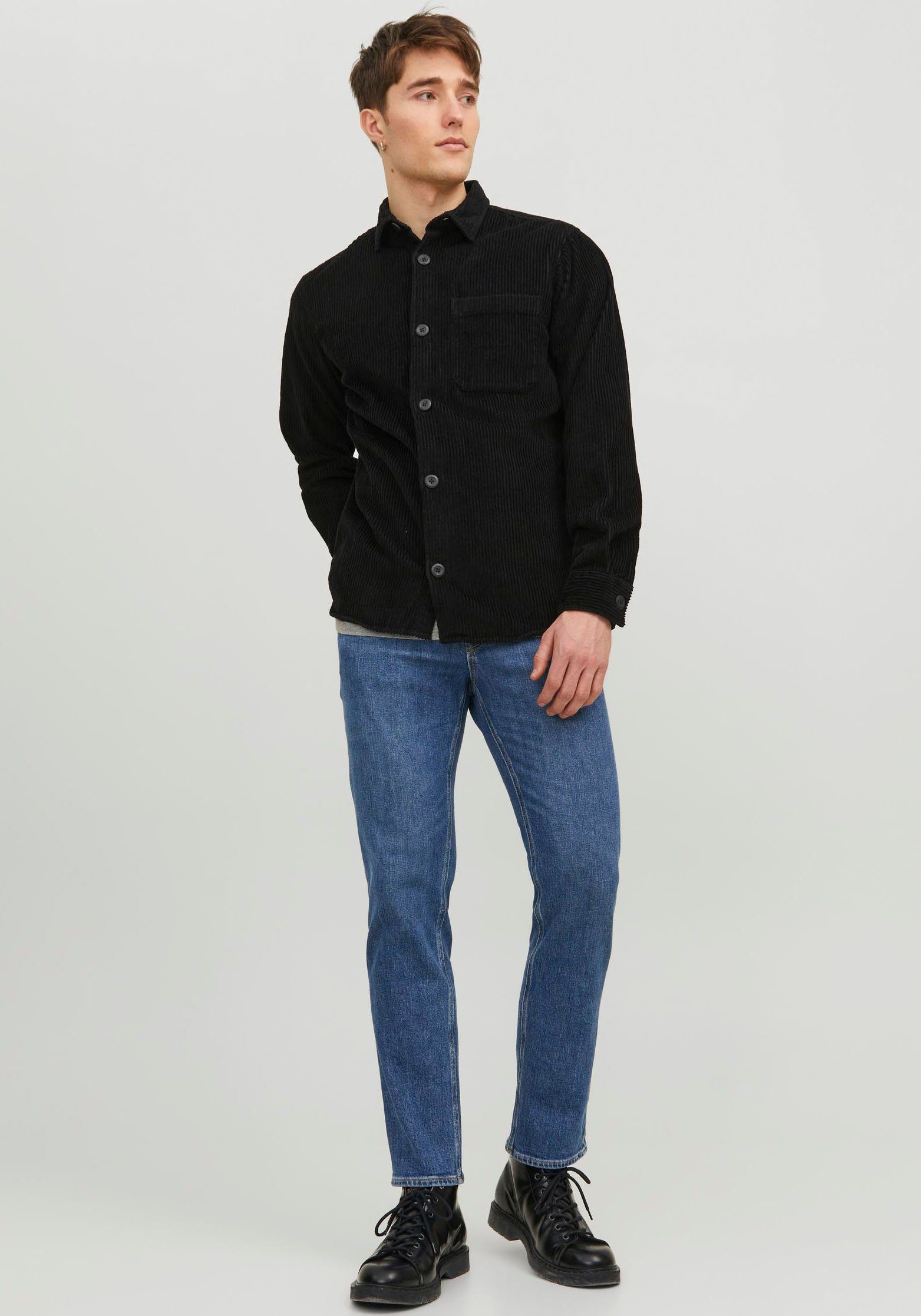 Jack & Jones Regular-fit-Jeans JJICLARK im Used-Look, Stretchkomfort und niedrige Leibhöhe Baumwolle, regular fit