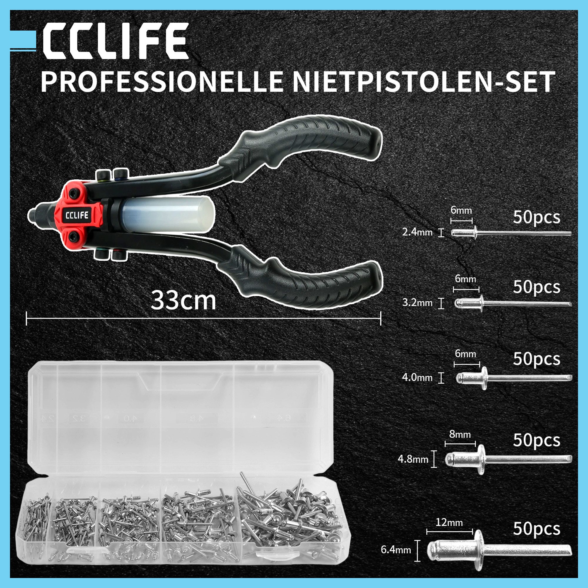 CCLIFE Blindnietzange CCLIFE Nietzange Set Blindnietzange Nietmutternzange Werkzeug