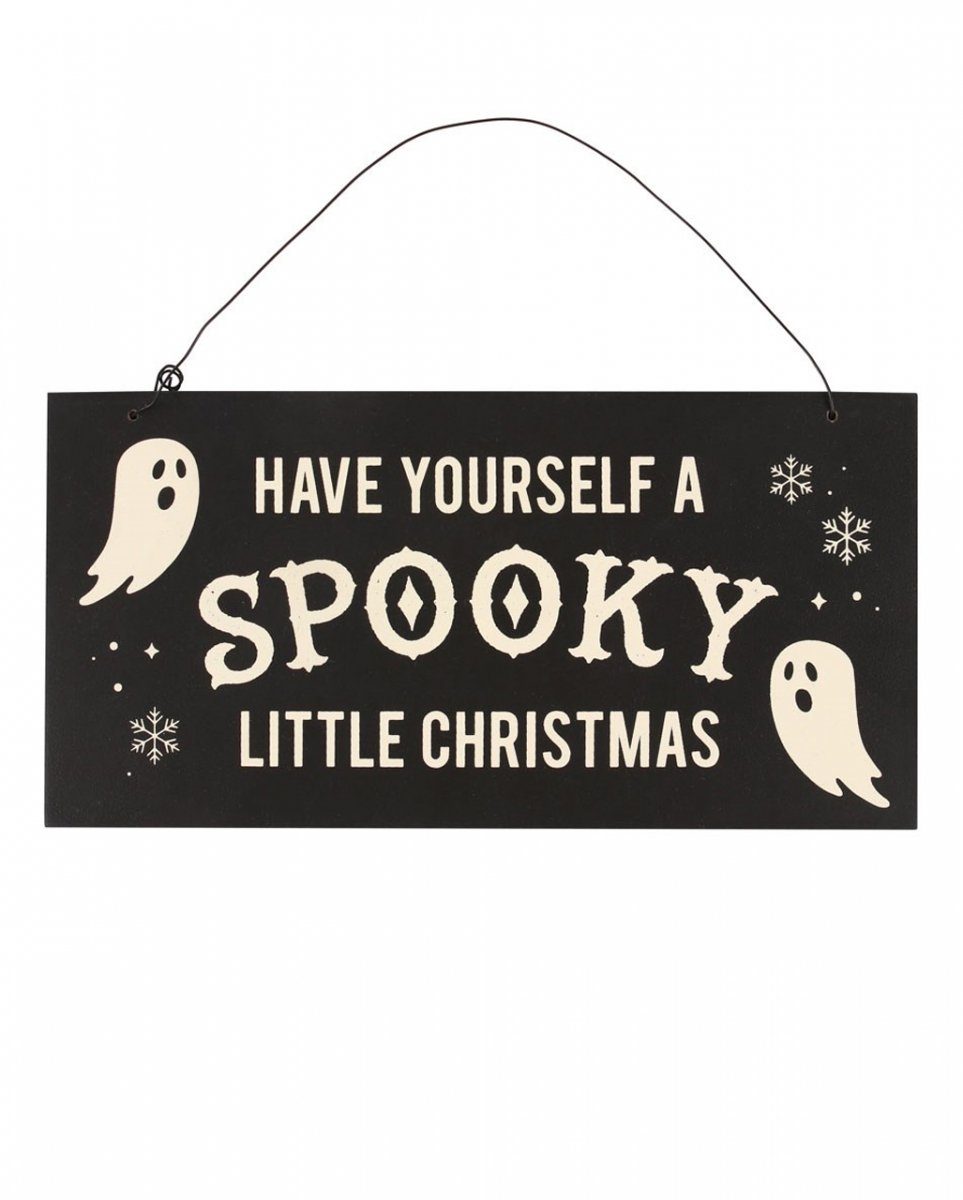 Horror-Shop Dekofigur Spooky Little Christmas Holzschild zum Aufhängen
