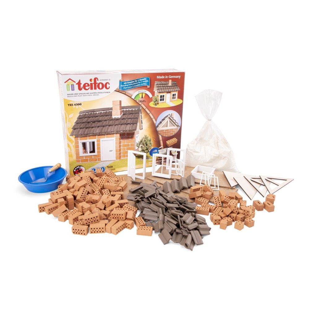 teifoc Fachwerkhaus Steinbaukasten, (nachhaltig & vegan, 200 St., Made in Germany), Bastelset für Kinder