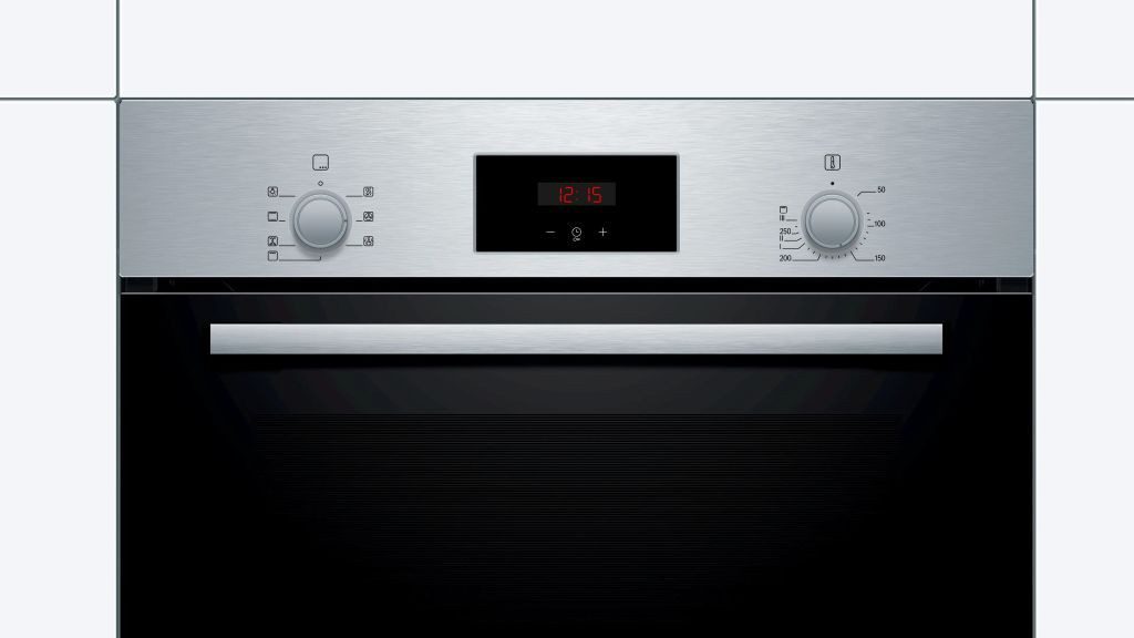 BOSCH Backofen HBF133BR0 Edelstahl 66 Liter 3D Heißluft Eco Clean Direct, mit Nachrüstbar
