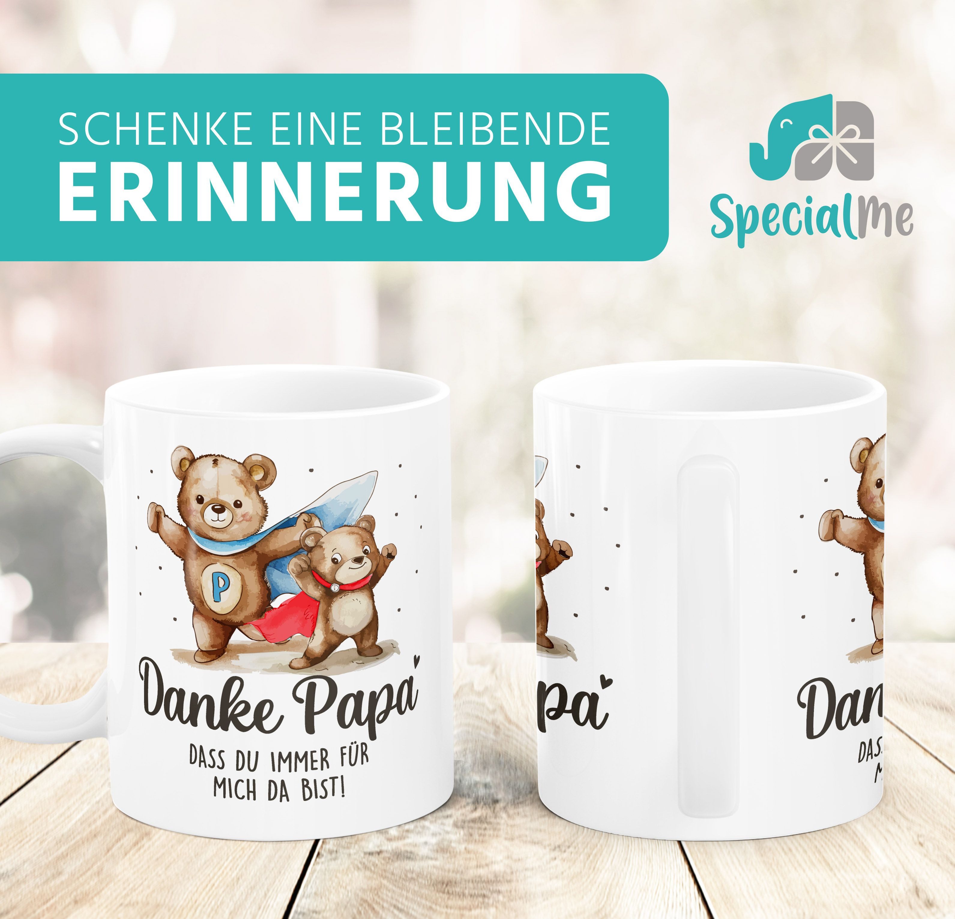 SpecialMe Tasse Tasse Bär-Motiv mit Spruch "Danke Papa, dass du immer für mich da, Keramik