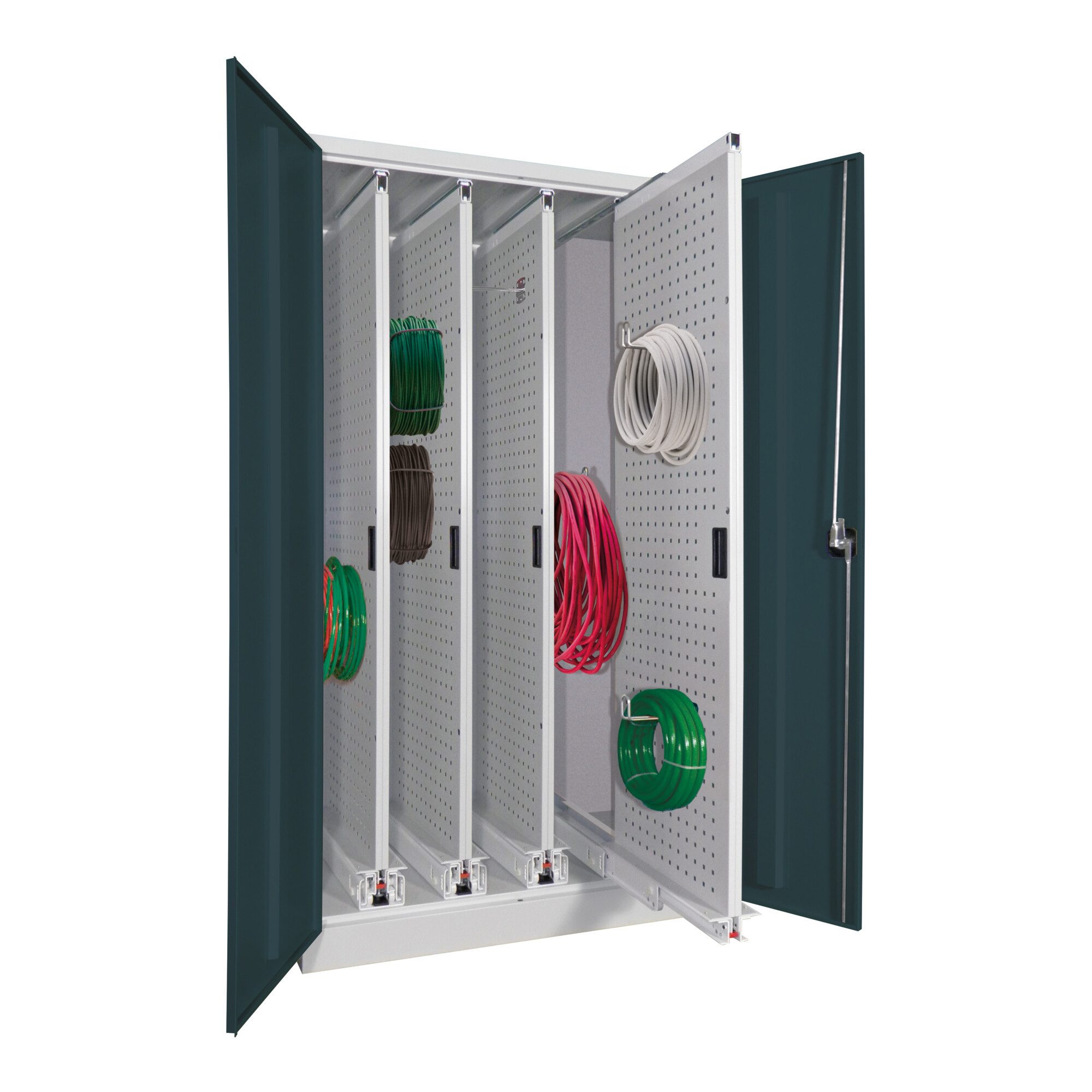 Pavoy Schwerlastregal Pavoy Stahl-Vertikalauszugsschrank, 1950x1000x600, 4 Auszüge, RAL 7035