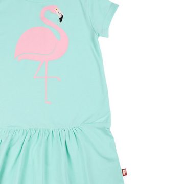 Danefae A-Linien-Kleid DYR Zanzi Dress Fresh Mint Flamingo kleid Mädchen türkis 3Y Sommerliches Mädchen Kurzarm Kleid in mint mit tollem Flamingo Print