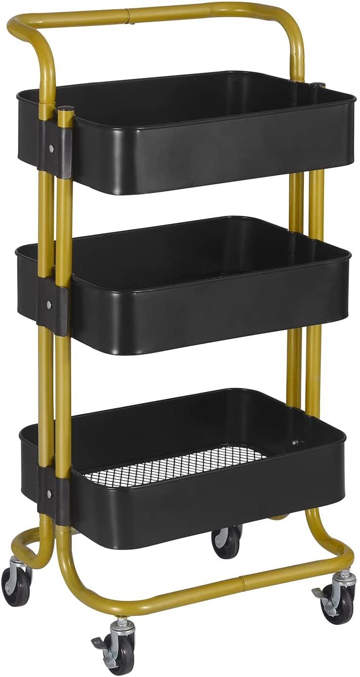 Woltu Küchenwagen, (1 St), Rollwagen Servierwagen Küchentrolley Metall