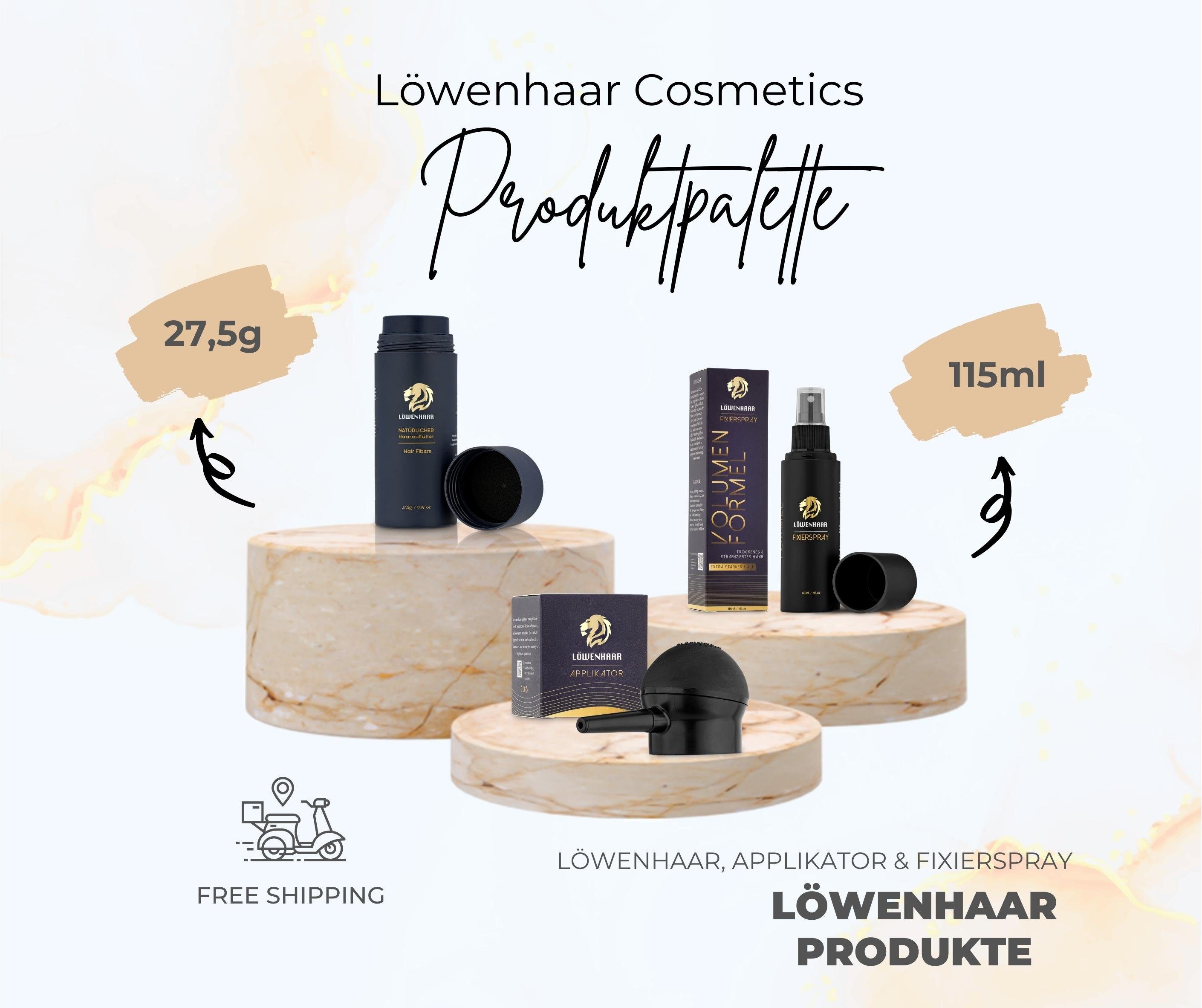 Löwenhaar Kunsthaar-Extension Löwenhaar Haarpuder 118 Haarausfall Sek, 15 OnxyBlack Fibers Starterkit 27,5 Haar, + Feines Kaschiert g + für mit Fixierspray Streuhaar/Schütthaar/Hair ml Haarverdichtung, Frauen/Männer Premium in Applikator