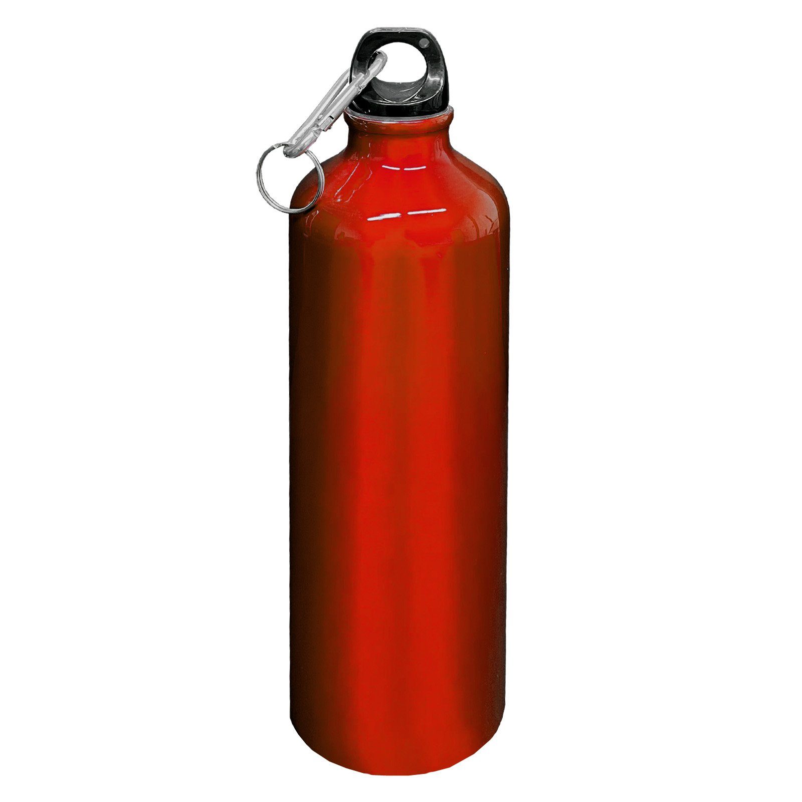 Alu Aluflasche, Fahrradflasche Sportflasche HAC24 Trinkflasche rot 0,75l, Karabiner mit Aluminium Wasserflasche