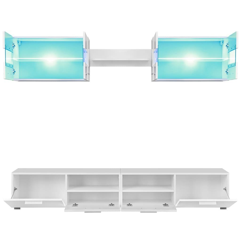 DOTMALL TV-Schrank Hochglanz-Weiß Wohnwand mit Moderne LED-Beleuchtung,(5-St)