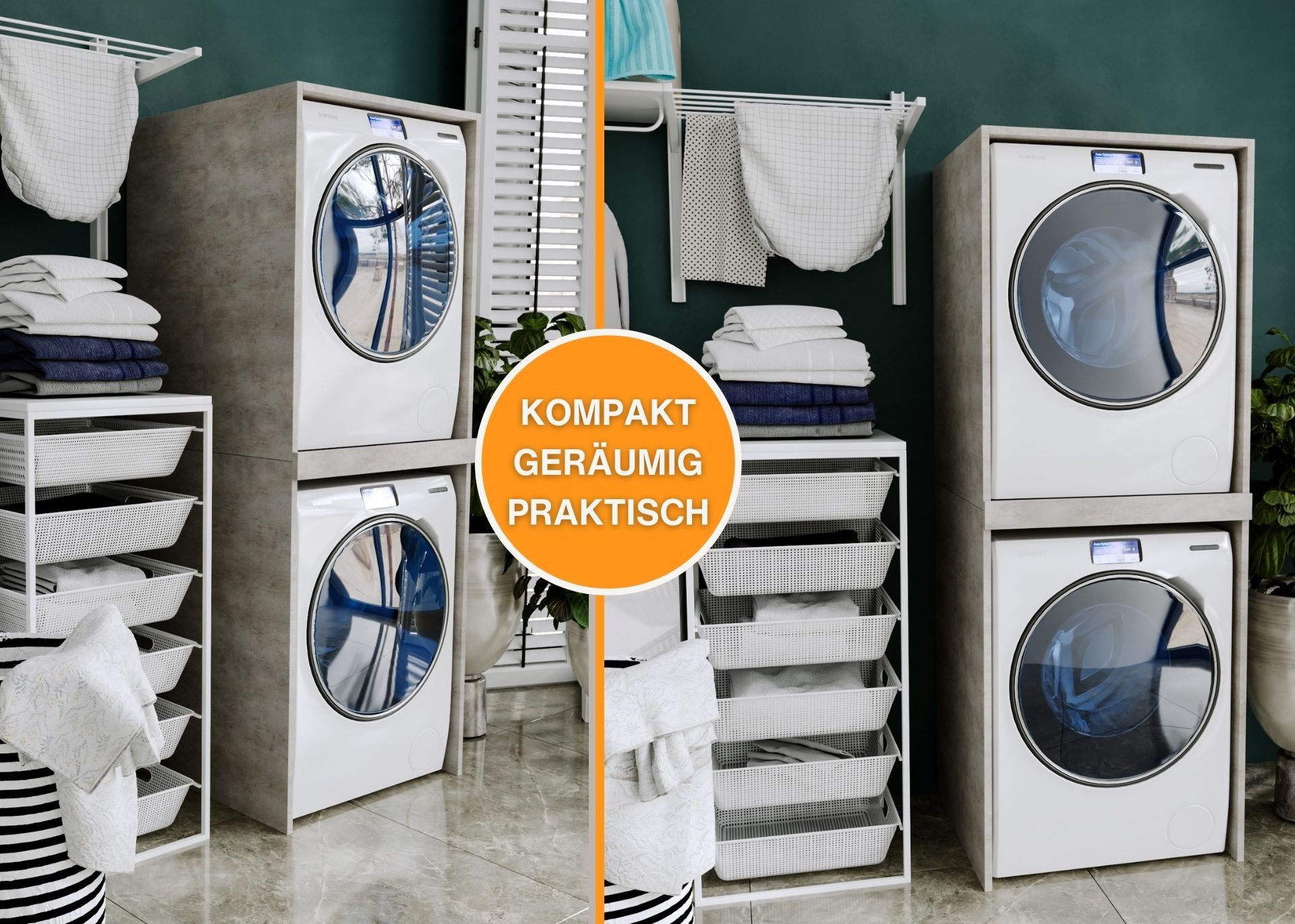 Raumhirsch Furniture Waschmaschinenumbauschrank für zwei Geräte günstig online kaufen