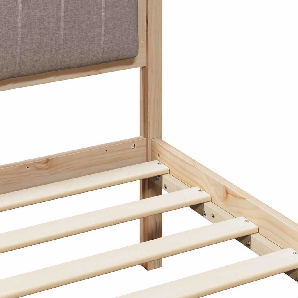vidaXL Bed Frame Brown and Taupe 140 x 190 cm Solid Pine Wood (1-piece)