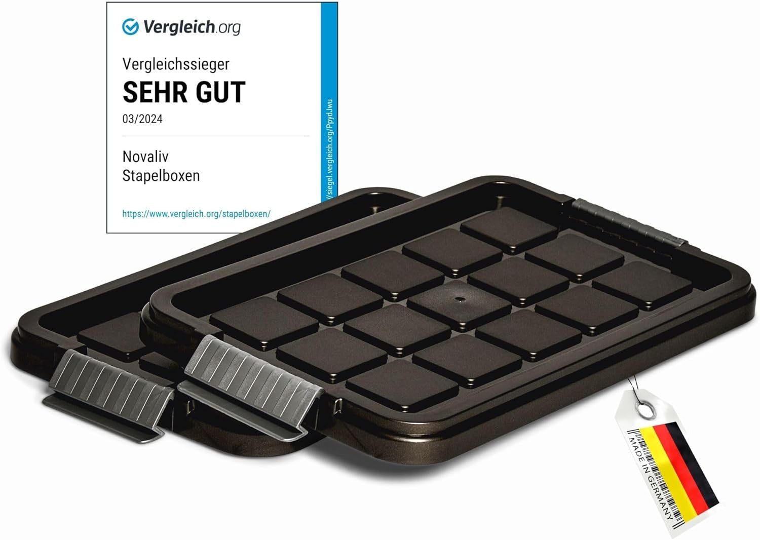 Novaliv Aufbewahrungsbox 30532-2 (2 St), Novaliv 2X Ersatzdeckel 5 Liter mit Clipverschluss 25x15 cm Antrazit