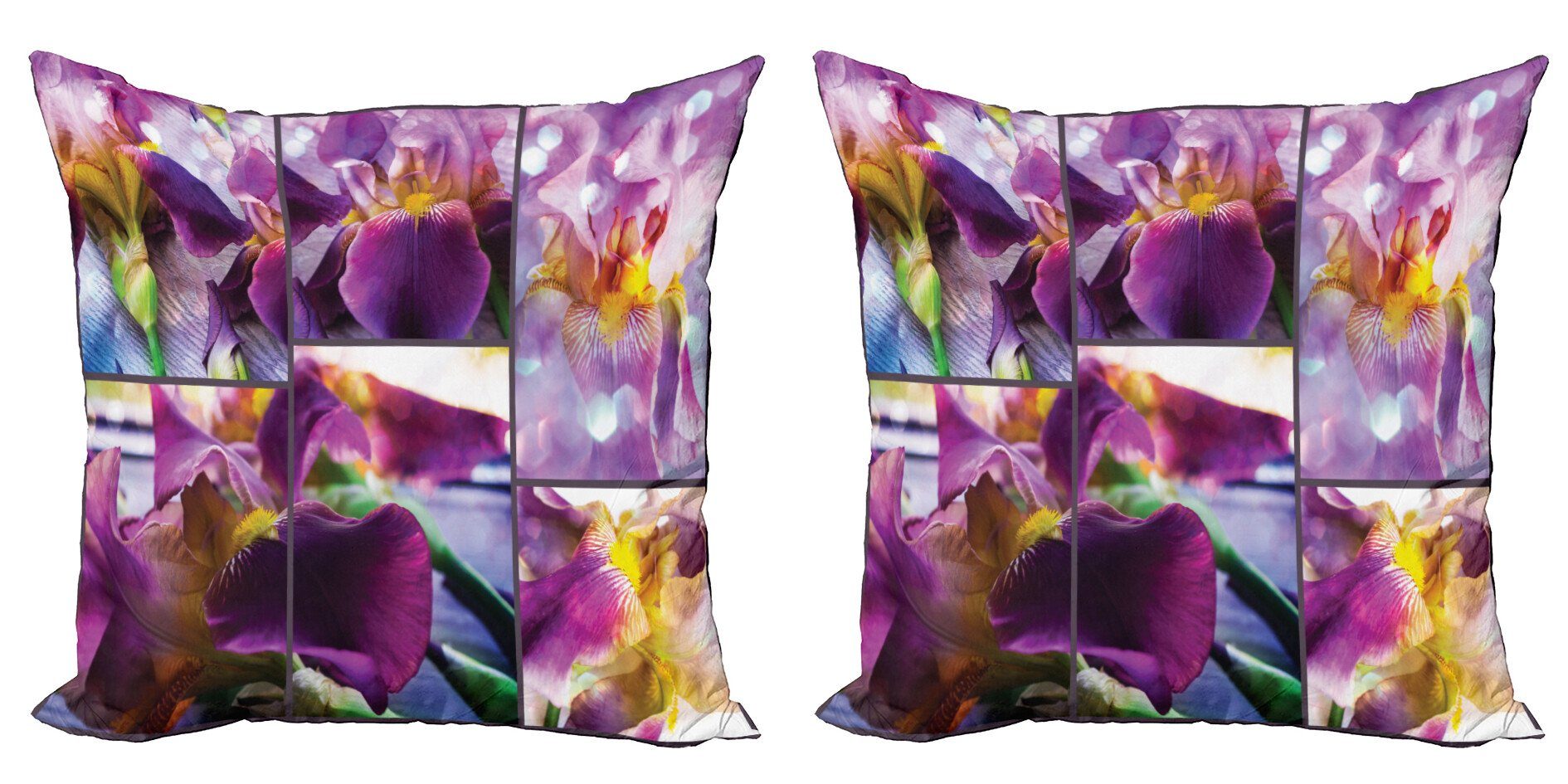 Kissenbezüge Modern Accent Doppelseitiger Digitaldruck, Abakuhaus (2 Stück), Lila Blooming Iris-Blumen