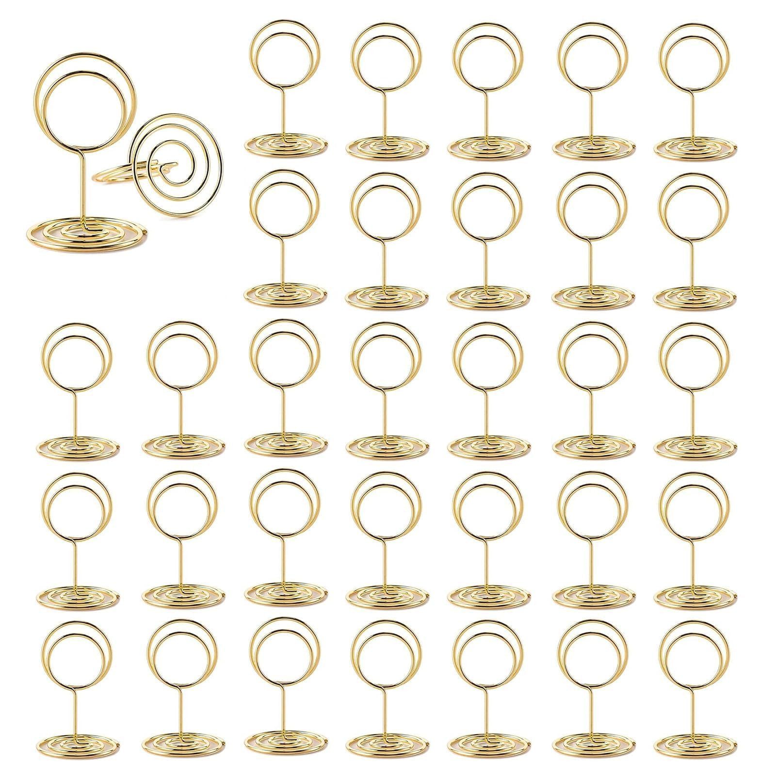 FOUORTUNATE-BEE Tischkartenhalter 30 Stück Gold Tischkartenhalter Fotohalter Kartenständer Memohalter, (Menükartenhalter, Fotohalter, Memohalter, Tischkarten Halterung für Hochzeiten, Bankette, Partys, 30-tlg)